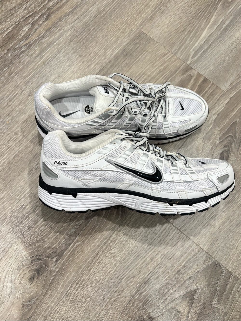 Nike Men’s P-6000 White with Black Accents Athletic Sneakers